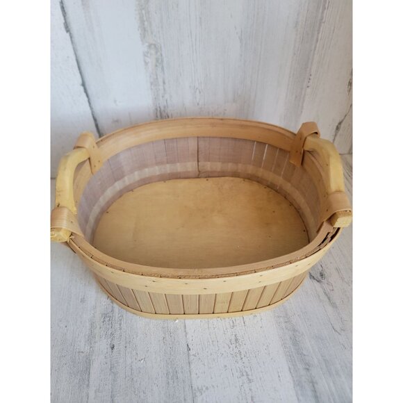 Split wood basket beige home decor figure xmas - Picture 3 of 6